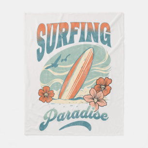 Surfing Paradise retro style design Fleece Blanket