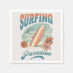 Surfing Paradise retro style design Napkin