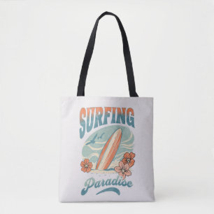 Surfing Paradise retro style design Tote Bag