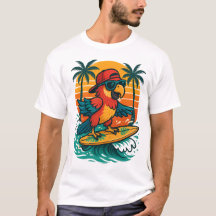 Surfing Parrot Tropical Vibes
