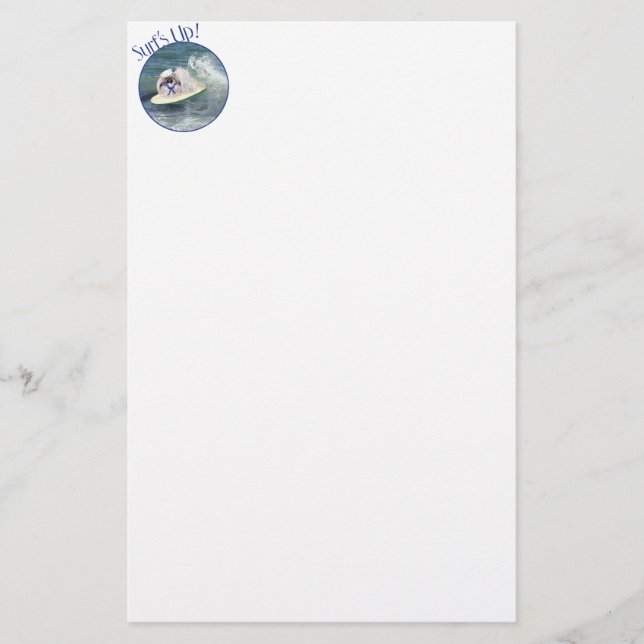 Surfing Pekingese Dog Stationery (Front)
