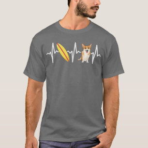 Surfing Pembroke Welsh Corgi Heartbeat Dog Lover T-Shirt