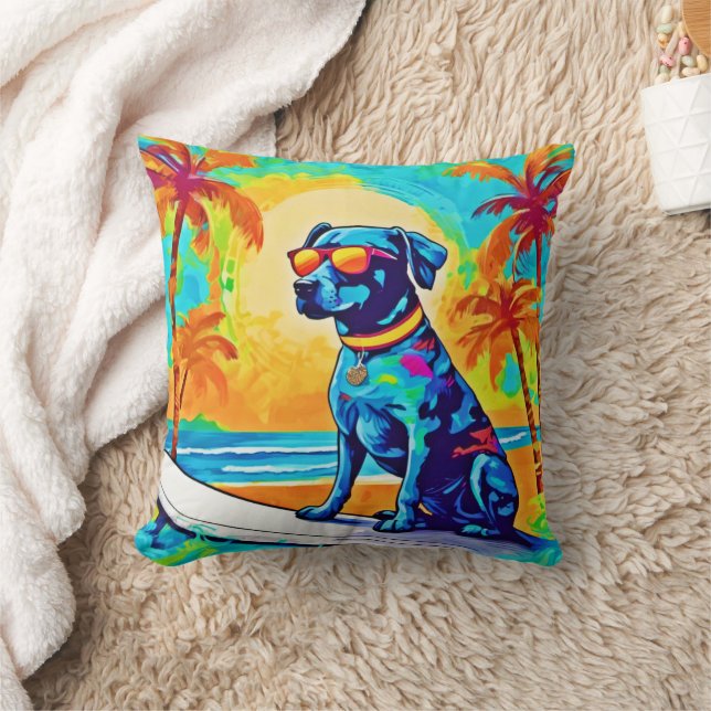 Surfing Pooch: Beach Sunglasses Cushion (Blanket)