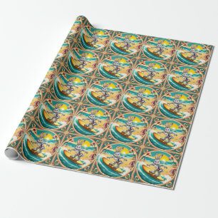surfing rabbit : vantage imagery wrapping paper