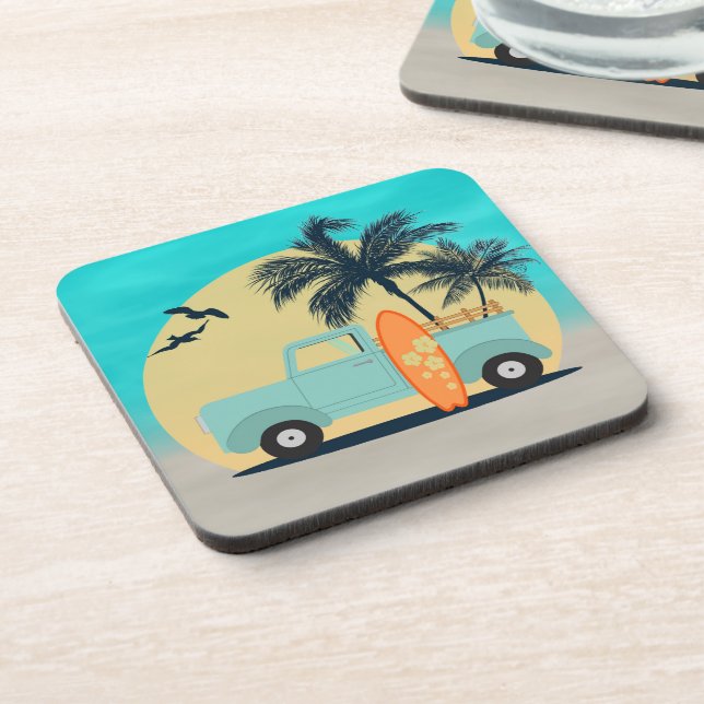 Surfing Retro Beverage Coaster (Left Side)