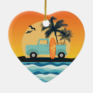 Surfing Retro Ceramic Ornament