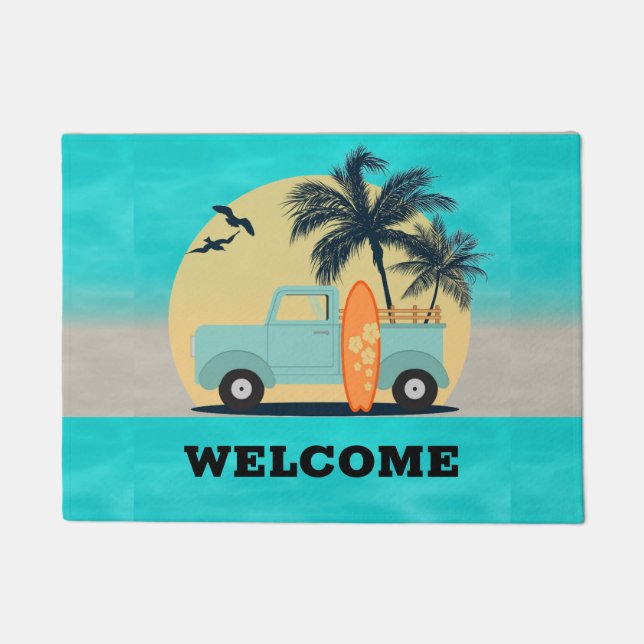 Surfing Retro Door Mat (Front)