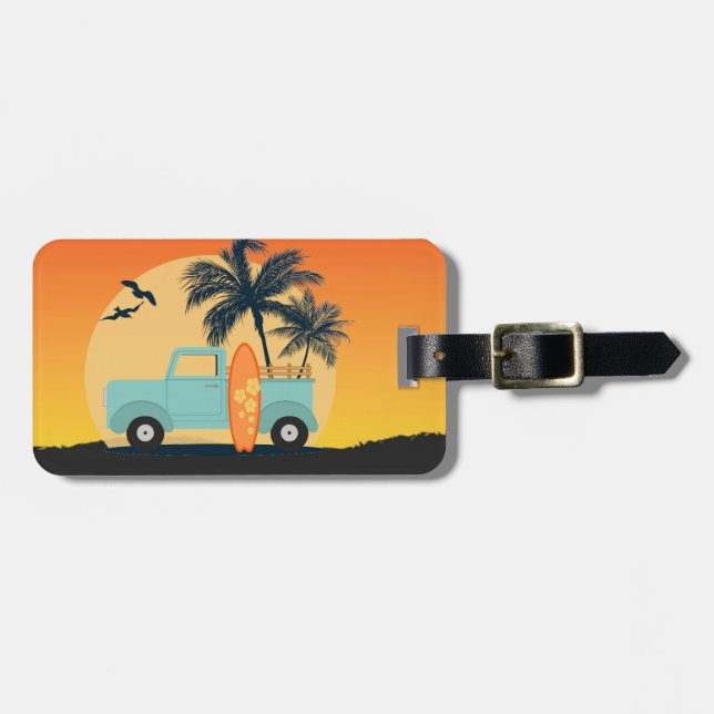 Surfing Retro Luggage Tag (Front Horizontal)