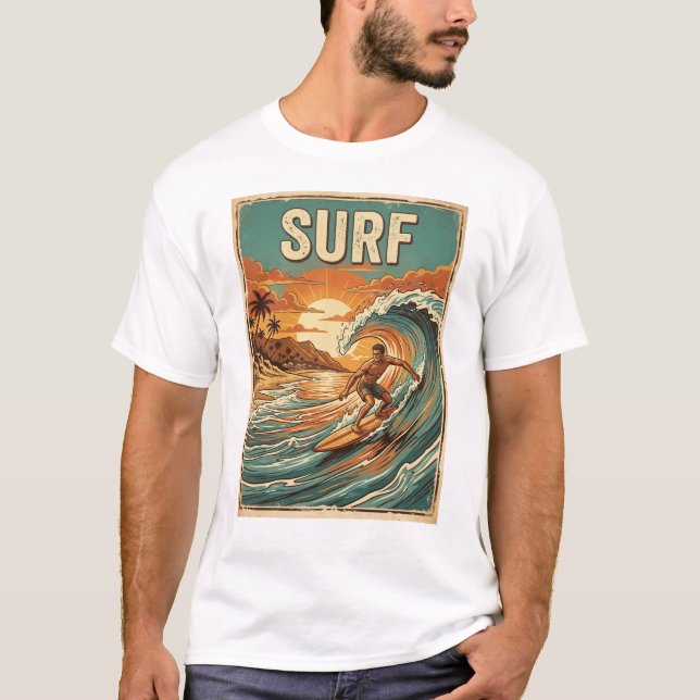 surfing retro style design T-Shirt (Front)