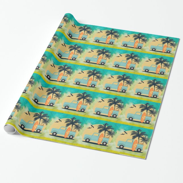 Surfing Retro Wrapping Paper (Unrolled)
