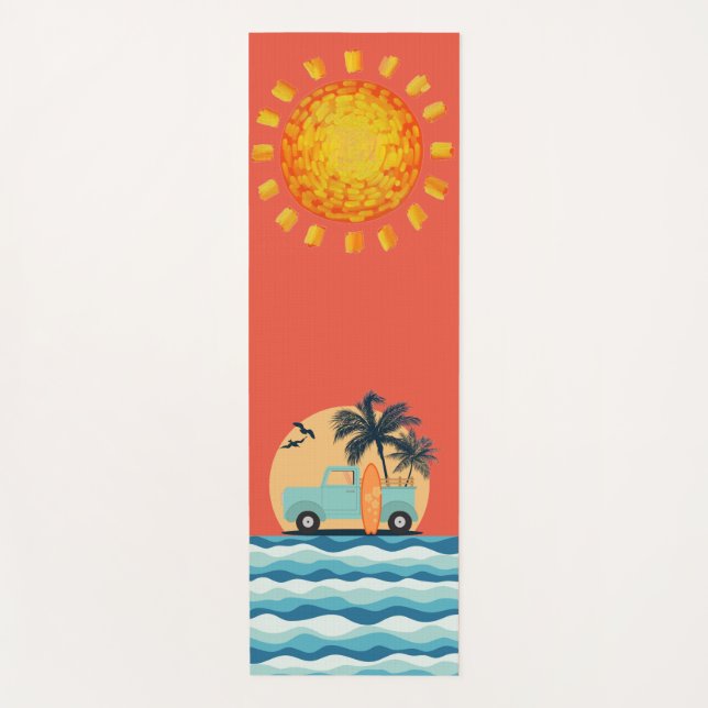 Surfing Retro Yoga Mat (Front)