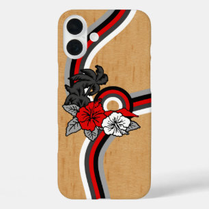 Surfing Safari Faux Wood Hawaiian Surfboard Red iPhone 16 Plus Case
