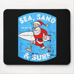 Surfing Santa - Christmas Surfboarding Santa Claus Mouse Pad