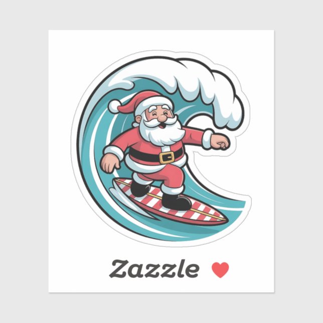 Surfing Santa Christmas Surfer Holiday Beach  (Sheet)