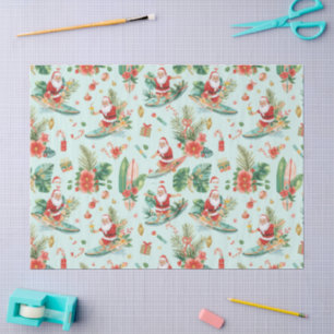 Surfing Santa Christmas Wrapping Paper Sheets