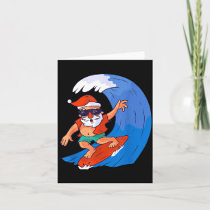 Surfing Santa Claus Christmas X-mas Gift Card