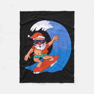 Surfing Santa Claus Christmas X-mas Gift  Fleece Blanket