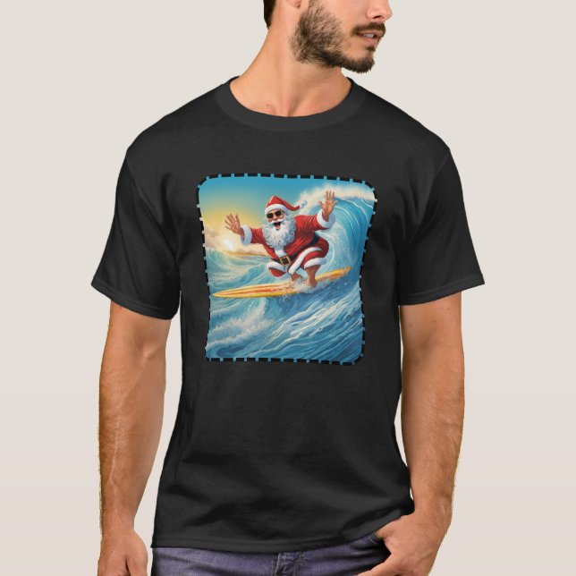 Surfing Santa Claus T-Shirt (Front)