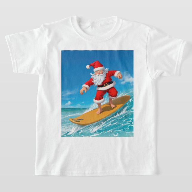 Surfing Santa Claus T-Shirt (Laydown)