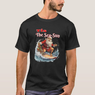 Surfing Santa Claus Tis The Sea Sun Premium T-Shirt