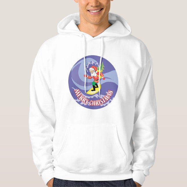 Surfing Santa Dude Hoodie (Front)