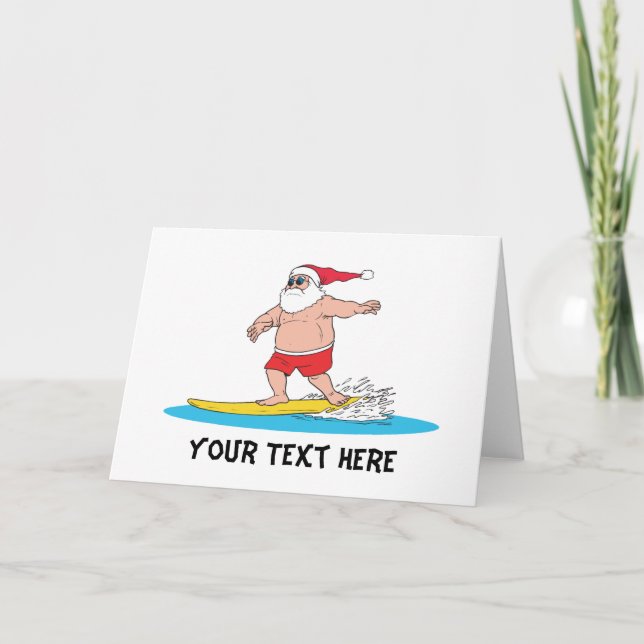 Surfing Santa Holiday Card (Front)