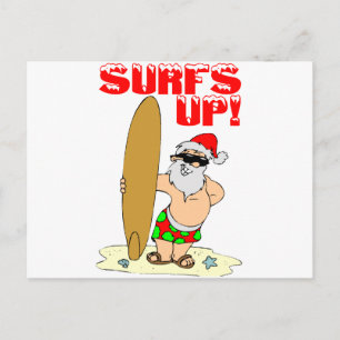 Surfing Santa Holiday Postcard