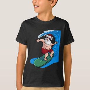 Surfing Santa Surfer Christmas In July T-Shirt