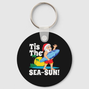 Surfing Santa Tis The Sea-sun Christmas In July Su Key Ring