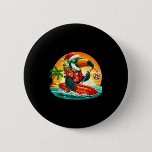 Surfing Santa Toucan And Funny Dog Trocal Christma 6 Cm Round Badge