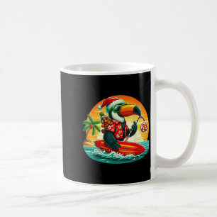 Surfing Santa Toucan And Funny Dog Trocal Christma Coffee Mug