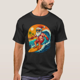 Surfing Santa Tropical Christmas Holiday Hawaiian  T-Shirt