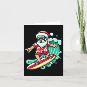 Surfing Santa Tropical Christmas Vacation Xmas In Card