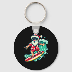 Surfing Santa Tropical Christmas Vacation Xmas In Key Ring