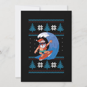 Surfing Santa with Sunglasses Funny Santa Invitation