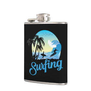 Surfing Sea Beach Hip Flask