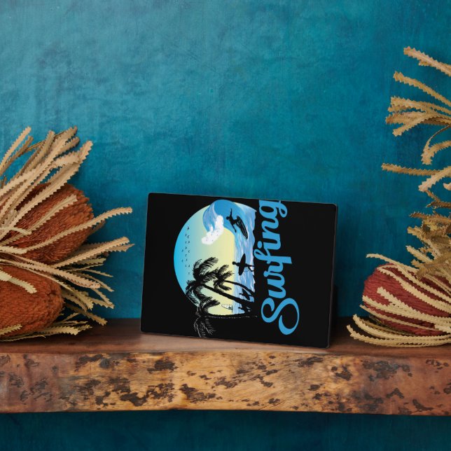 Surfing Sea Beach Plaque (Side)