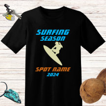 Surfing season - surfer and spot name blue design