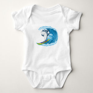 Surfing Shark  Baby Bodysuit