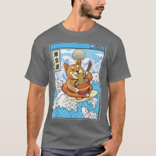 Surfing Shiba Inu Eating Ramen Japan Waves Kawaii T-Shirt