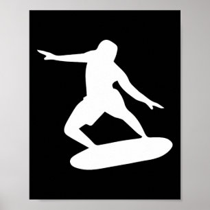 Surfing Silhouette Cool Surfer Wave Art  Poster