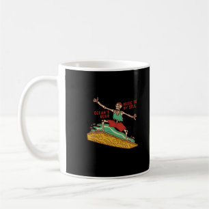 Surfing Skeleton on a Coffee Mug
