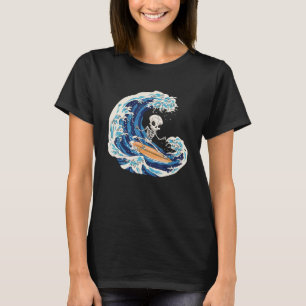Surfing Skeleton Surfer Surf Wave Skull Surfing Sk T-Shirt