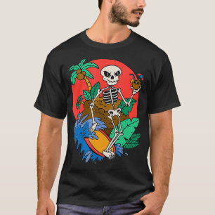 Surfing Skeleton Surfer Surfboard  T-Shirt