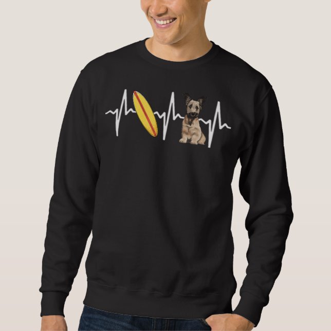 Surfing Skye Terrier Heartbeat Dog Sweatshirt (Front)