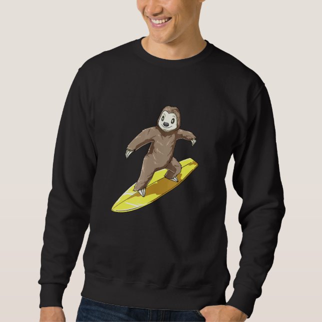 Surfing Sloth on Surfboard Sweatshirt (Front)