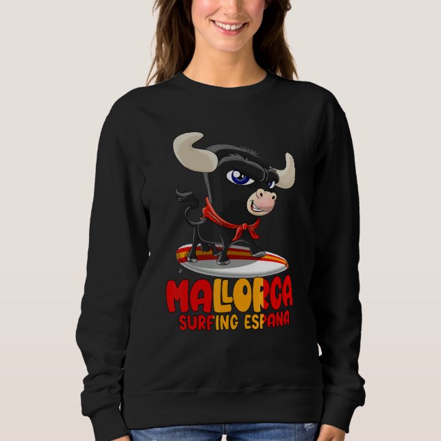 Surfing Spot Spain Mallorca with Cute Taurus Sweatshirt (Front)