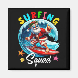 Surfing Squad Christmas In July Santa Hawaiian Fun Magnet