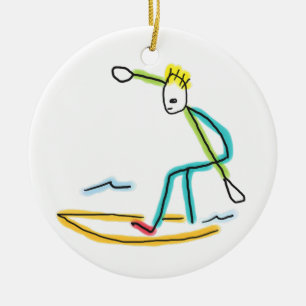 Surfing Stickman Ceramic Tree Decoration