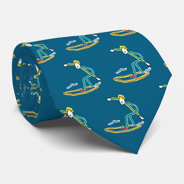Surfing Stickman Tie (Rolled)